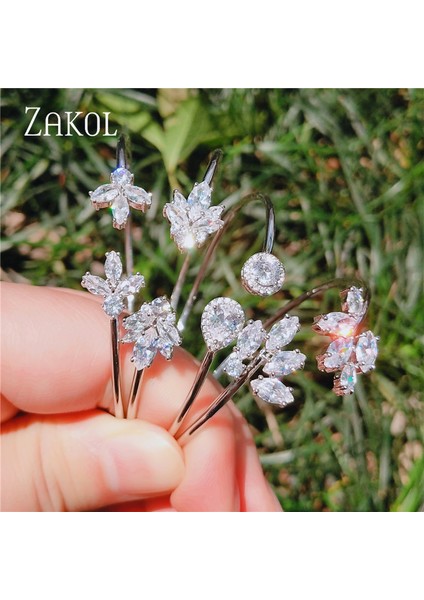 E Zakol Moda Tarzı Su Damlası Yuvarlak Yaprak Şekilli Kübik Zirkonya Açık Kollu Bilezikler - Şık Kadınlar Takı Sever Hediye (Yurt Dışından) modelleri