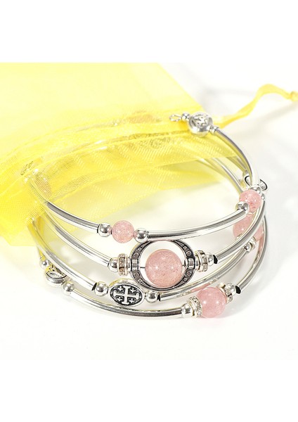 Ametist Kadınlar Için 4 Katmanlı Vintage Boho Doğal Taş Bilezikler Bakır Tüp Sarma Kristal Lava Taş Boncuk Bileklik Femme Takı (Yurt Dışından)