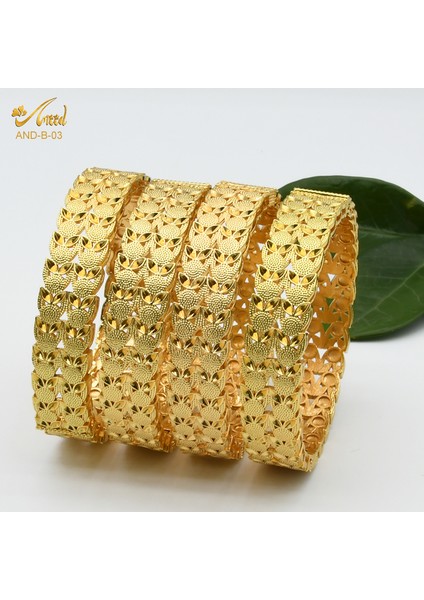 4 Adet Anııd Afrika Bilezik Bileziği Kadınlar Için Lüks Hint Dubai 24K Altın Kaplama Bilezikler Şanslar Hediye Takı (Yurt Dışından)