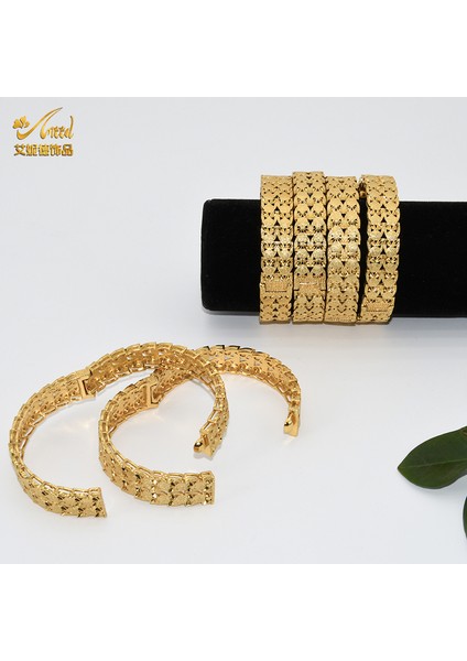4 Adet Anııd Afrika Bilezik Bileziği Kadınlar Için Lüks Hint Dubai 24K Altın Kaplama Bilezikler Şanslar Hediye Takı (Yurt Dışından) fırsatları
