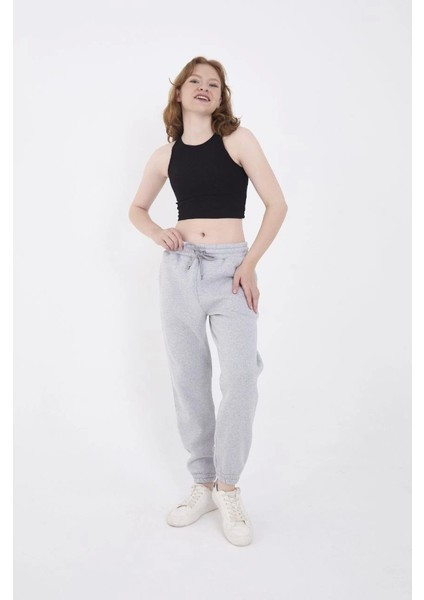 AYDOGANTICARET44 Üç Iplik Basic Lastikli Eşofman Pantolon - Gri
