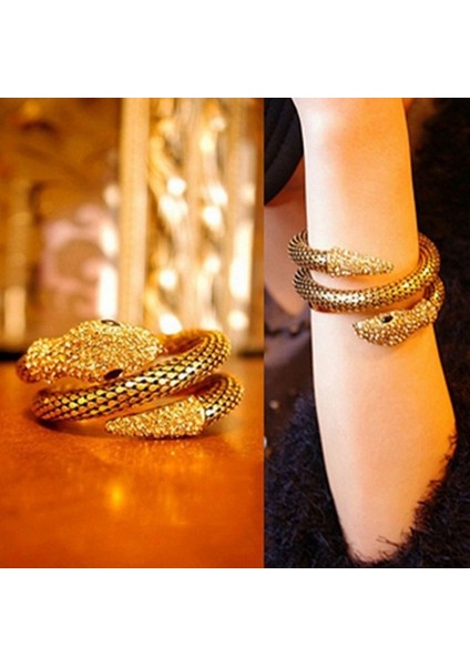 Gd 1 Adet Sıcak Popüler Punk Altın Renkli Yılan Bilezik Retro Kulüp Yılan Spiral Bilezik Üst Kol Kafesi Armlet Kolluk Bileziği Takı Hediye (Yurt Dışından)