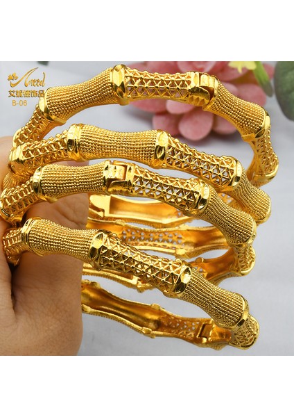 B-09-4pcs Dubai Altın Bilezik Düğün Hint Bileziği Kadın Afrika Fas Ünlü Şans Etiyopya Parmak Hawai Gelin Takıları (Yurt Dışından) indirimleri