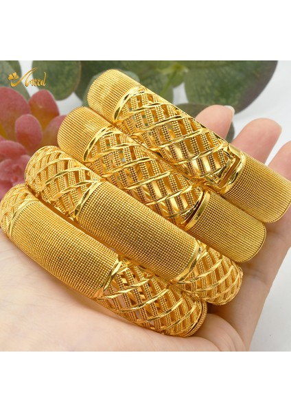 B45-4PCS 24K Dubai Bilezik Altın Afrika Bileziği Kadınlar Için Tasarımcı Alaşım Takı Düğün Lüks Hawaii Takı - Türkçe (Yurt Dışından) fiyatları