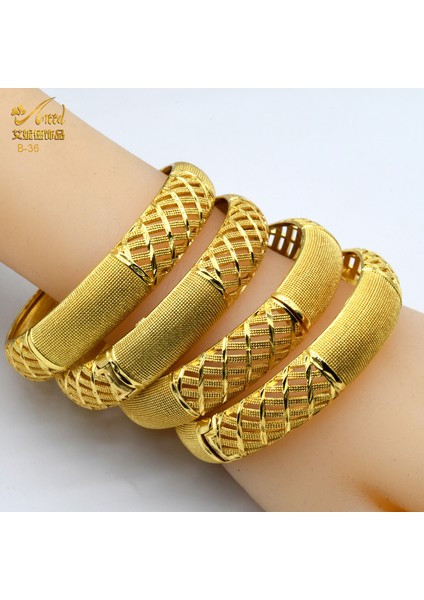 B45-4PCS 24K Dubai Bilezik Altın Afrika Bileziği Kadınlar Için Tasarımcı Alaşım Takı Düğün Lüks Hawaii Takı - Türkçe (Yurt Dışından) modelleri
