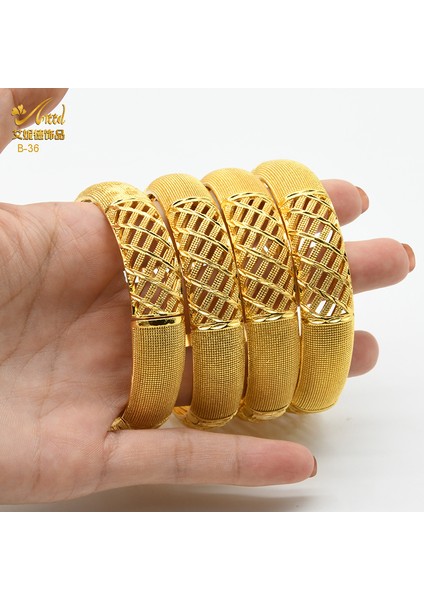 B45-4PCS 24K Dubai Bilezik Altın Afrika Bileziği Kadınlar Için Tasarımcı Alaşım Takı Düğün Lüks Hawaii Takı - Türkçe (Yurt Dışından) fırsatları
