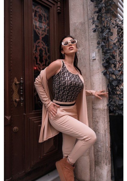 AYDOGANTICARET44 Kadın Uzun Kollu Krep Üçlü Takım