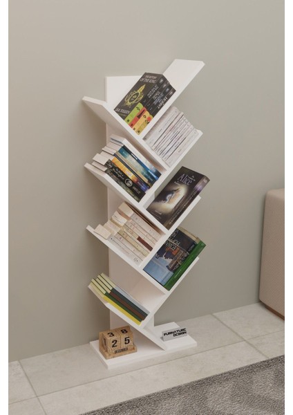 Ağaç Kitaplık Dekoratif Kitaplık Raf Düzenleyici 8 Raflı