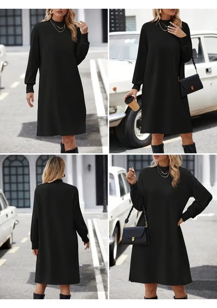 AYDOGANTICARET44 Kadın Uzun Kollu Balıkçı Yaka Kısa Şardonlu Dalgıç Elbise indirimleri