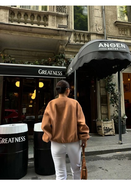 AYDOGANTICARET44 Kaşe Kaşmir Fermuarlı Ceket - Kahve