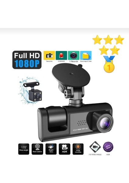 Araç Içi Hd Video Kayıt Cihazı (3 Kamera Lens Bir Arada)