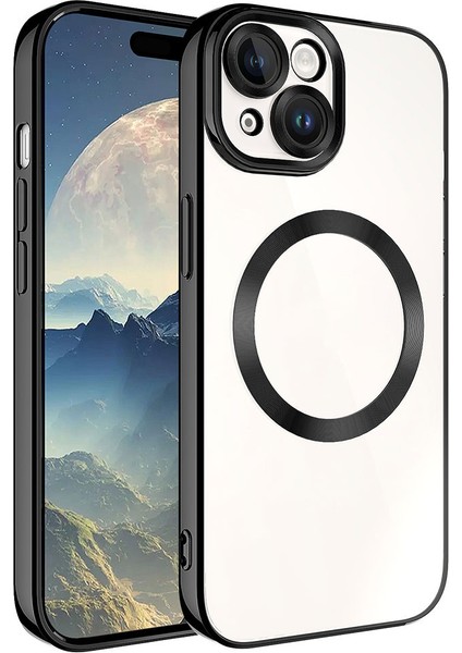 Apple iPhone 15 Plus Uyumlu Magsafe Wireless Şarj Özellikli Vrdr Setro Silikon-Siyah