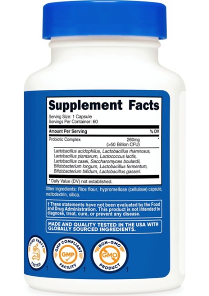 Probiotic Complex - 50 Billion Cfu, 60 Capsules ABD Menşei