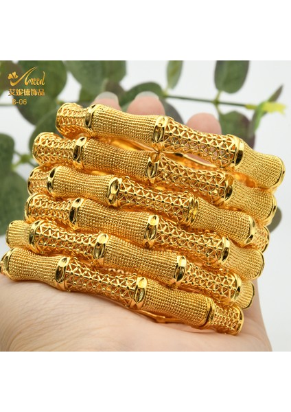 B-06-4pcs Dubai Altın Bilezik Düğün Hint Bileziği Kadın Afrika Fas Ünlü Şans Etiyopya Parmak Hawai Gelin Takıları (Yurt Dışından) fiyatları