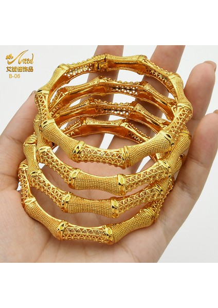 B-06-4pcs Dubai Altın Bilezik Düğün Hint Bileziği Kadın Afrika Fas Ünlü Şans Etiyopya Parmak Hawai Gelin Takıları (Yurt Dışından) modelleri