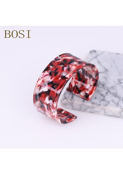 No.13 Boyutu Kadınlar Için Renkli Reçine Koldan Bilezik - Bohem Leopar Asetik Asit Akrilik Reçine Bilezik Şık Takı (Yurt Dışından)
