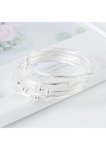 64 mm Tarzı 3mm Beyaz Renk Orta Doğu Düğün Takı Hediye Hint Bilezikler Dubai Altın Bilezikler Kadın Top Afrika Gümüş Bilezik Bileziği (Yurt Dışından) modelleri