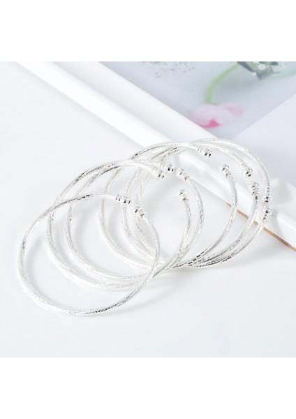 64 mm Tarzı 3mm Beyaz Renk Orta Doğu Düğün Takı Hediye Hint Bilezikler Dubai Altın Bilezikler Kadın Top Afrika Gümüş Bilezik Bileziği (Yurt Dışından) fırsatları