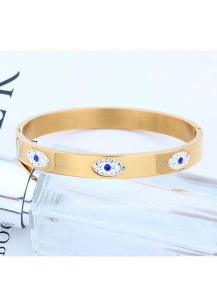 Altın Rengi Oufeı Paslanmaz Çelik Kol Bileziği Kadınlar Için Moda Nazar Boncuğu Bilezik Lüks Kristal Bilezik Hint Bilezik Kadın Aksesuarları (Yurt Dışından) fırsatları