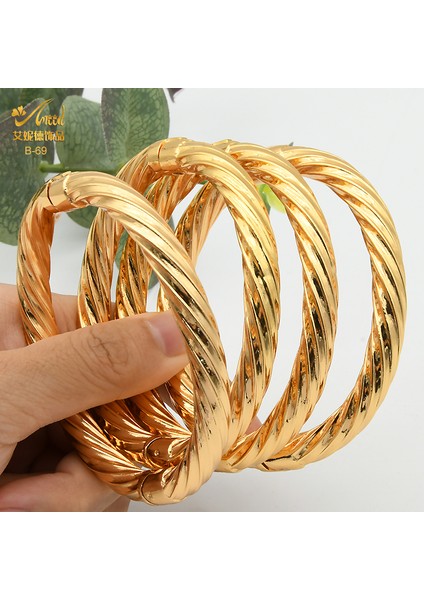 B-68-4pcs Kadınlar Için 24 Ayar Altın Bakır Hint Bilezik Afrika Takı Bilezikler Lüks Brezilya Bilezik Düğün Tasarımcı Bilezikler Hediye (Yurt Dışından) fiyatları