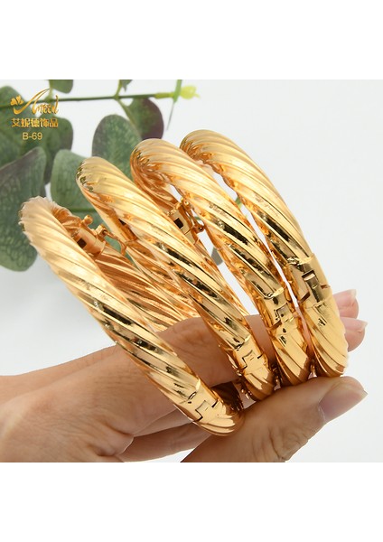 B-68-4pcs Kadınlar Için 24 Ayar Altın Bakır Hint Bilezik Afrika Takı Bilezikler Lüks Brezilya Bilezik Düğün Tasarımcı Bilezikler Hediye (Yurt Dışından) modelleri