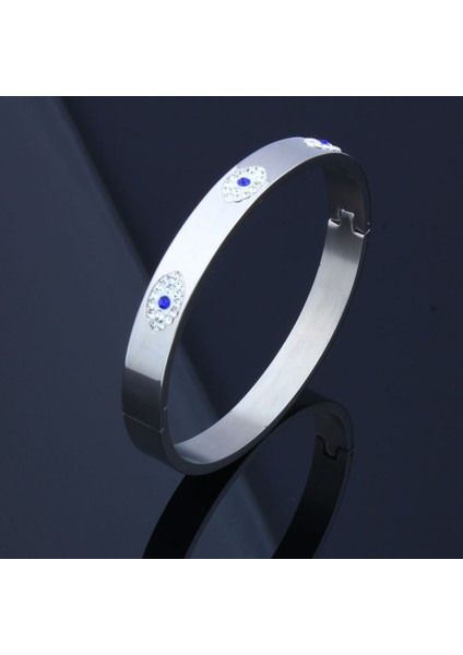 Çelik Rengi Oufeı Paslanmaz Çelik Kol Bileziği Kadınlar Için Moda Nazar Boncuğu Bilezik Lüks Kristal Bilezik Hint Bilezik Kadın Aksesuarları (Yurt Dışından) modelleri