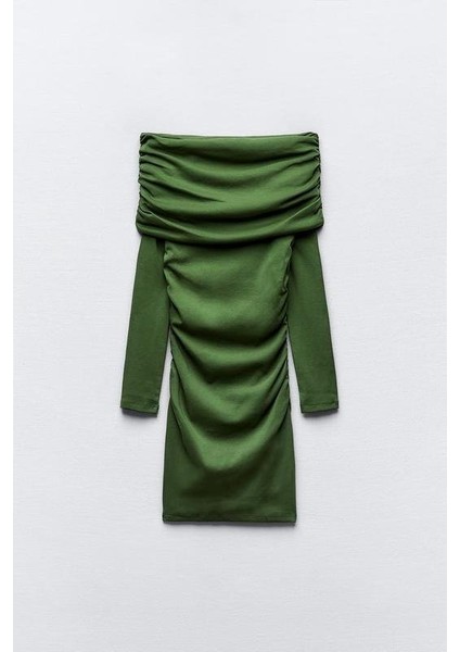 AYDOGANTICARET44 Kadın Madonna Mendil Yaka Fırsat Ürün Büzgülü Mini Elbise