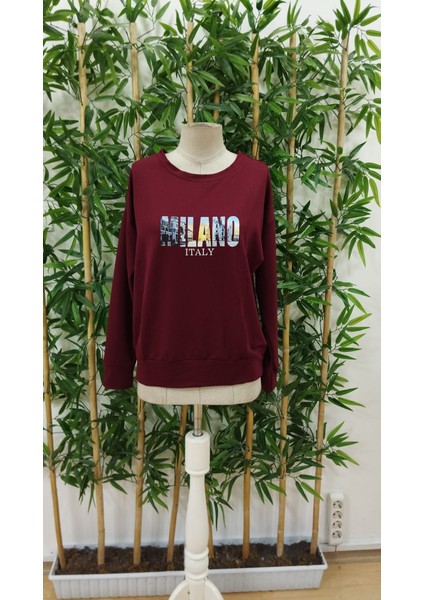 AYDOGANTICARET44 Kadın Uzun Kollu Bisiklet Yaka Desenli Viskon Iki Iplik Bluz fırsatları