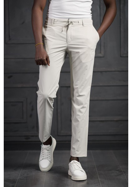 Beli Lastikli ve Iplikli Likralı Yazlık Ince Paraşüt Kumaş Jogger Pantolon