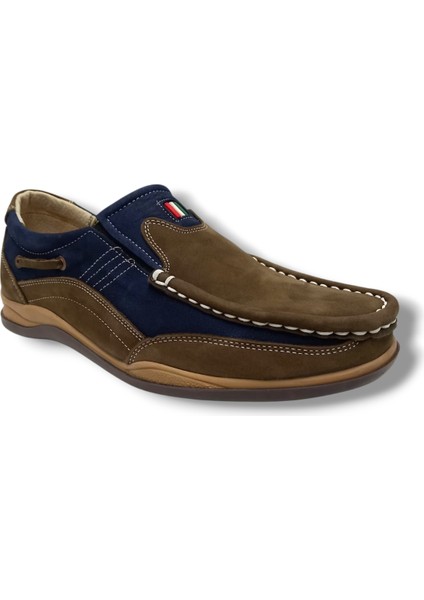 1706-25 Nubuk Deri Casual Erkek Ayakkabı Vizon Lacivert
