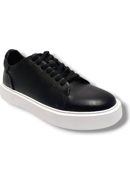5087-25 Deri Casual Erkek Ayakkabı Siyah Beyaz