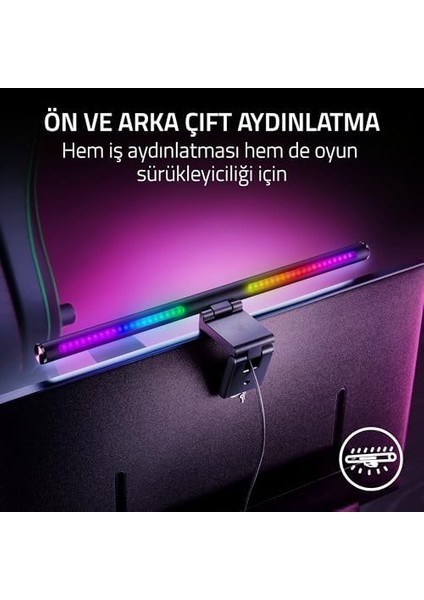 Aether Monitör Işık Çubuğu - Oyun Rgb Aydınlatmalı Bilgisayar Monitörü Lambası (Dokunmatik Kontrol, Ayarlanabilir Renk Sıcaklığı ve Parlaklığa Sahip USB Ekran Lambası) Siyah