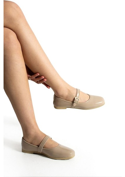 Kadın Babet Bej Günlük Ayarlanabilir Hafif Rahat Ayakkabı