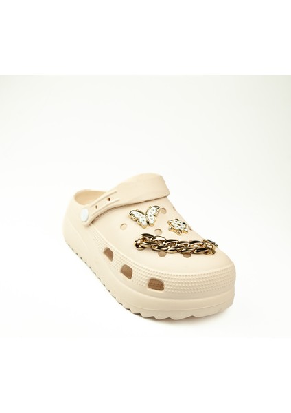 Babalı 205 Twingo Ekru Taşlı Kapalı Kadın Terlik