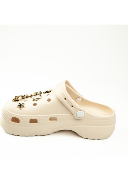 Babalı 205 Twingo Ekru Taşlı Kapalı Kadın Terlik modelleri