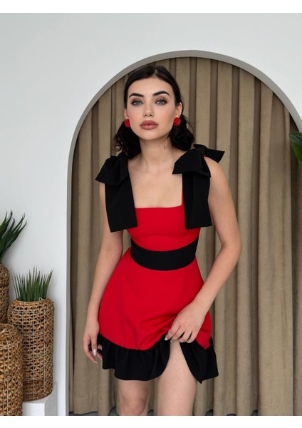 AYDOGANTICARET44 Miron Omuz Fiyonklu Elbise