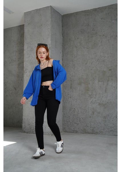 AYDOGANTICARET44 Basic Oversize Saks Gömlek