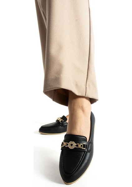 Kadın Babet Siyah Tokalı Günlük Hafif Rahat Ayakkabı