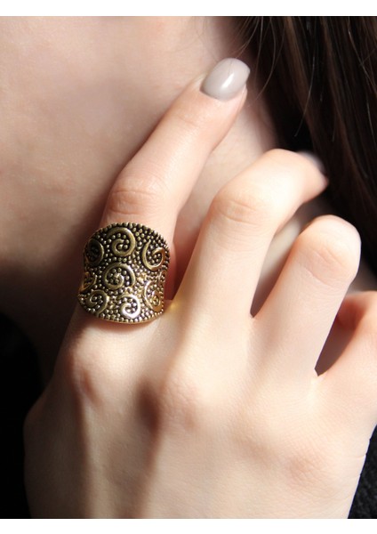 Trend Desenli Antik Ayarlanabilir Kadın Yüzük EUY1262
