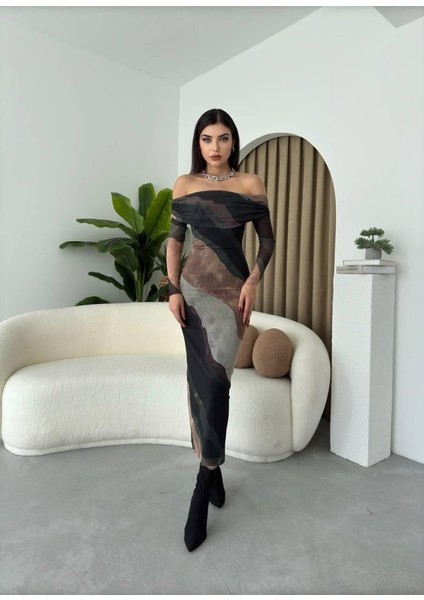 AYDOGANTICARET44 Sevilla Madonna Yaka Tül Elbise modelleri