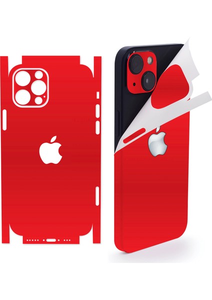 Apple iPhone 15 Plus Için 360 Full Arka Kaplama Koruma Sticker Kılıfsız Kullanım Için Kırmızı