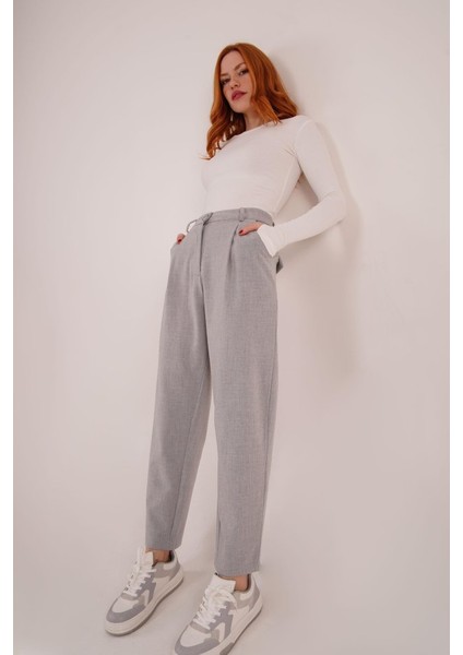 AYDOGANTICARET44 Kapama Cep Detaylı Gri Pantolon indirimleri