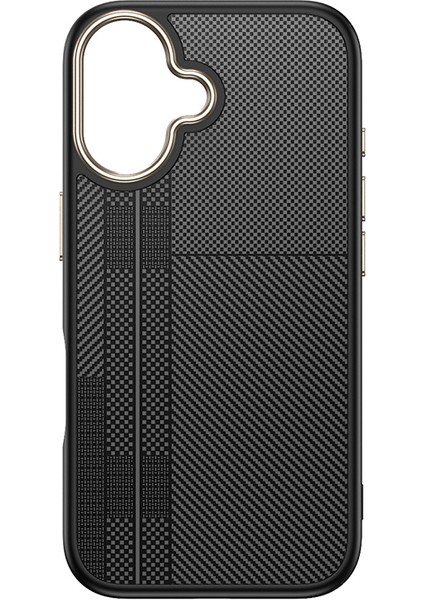 Apple iPhone 16 Plus Kılıf Magsafe Şarj Özellikli Karbon Fiber Görünümlü Antina Kapak
