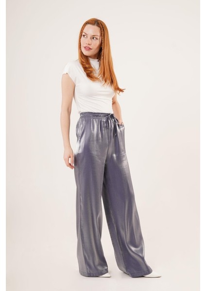 AYDOGANTICARET44 Parlak Görünümlü Cepli Mor Bol Paça Pantolon indirimleri