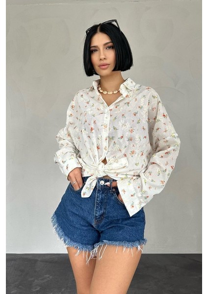 AYDOGANTICARET44 Oranj Brode Çiçek Nakışlı Klasik Gömlek modelleri