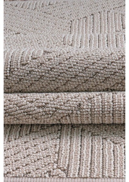 Bukleli Modern Iskandinav Bej Krem Makine Halısı Yolluk Antre Mutfak Salon Oturma Odası Koridor Sisal