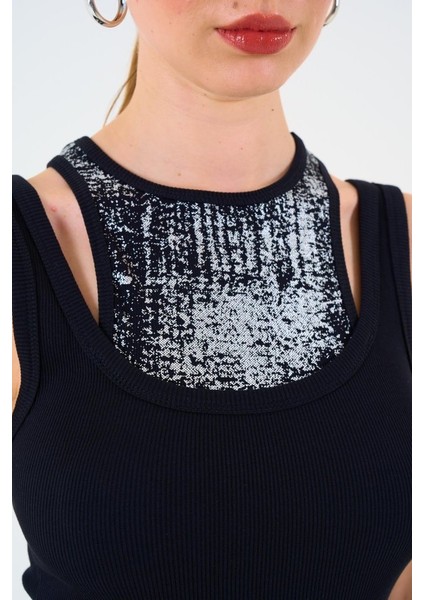 AYDOGANTICARET44 Içi Baskılı Halter Yaka Kaşkorse Atlet - Siyah fırsatları