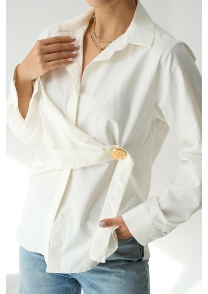 AYDOGANTICARET44 Bağlamalı Gömlek - Ekru indirimleri