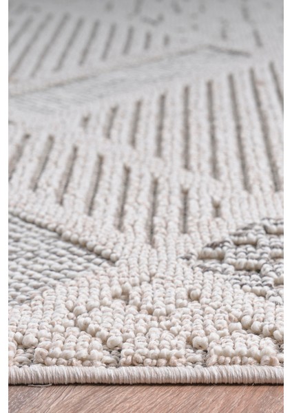 Bukleli Modern Iskandinav Bej Krem Makine Halısı Yolluk Antre Mutfak Salon Oturma Odası Koridor Sisal