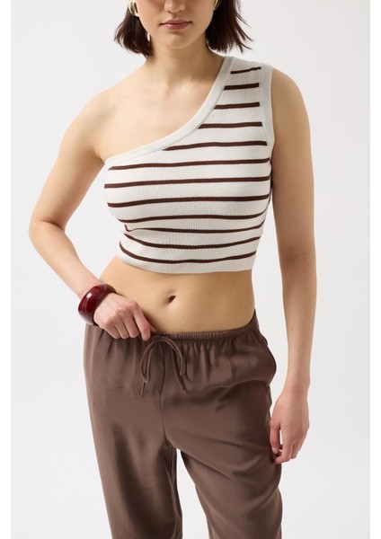 AYDOGANTICARET44 Tek Omuz Çizgili Crop